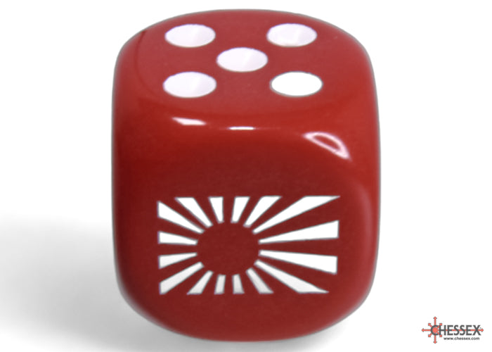 WW2 dice Japan Opaque Red/white 16mm d6 Dice Block (12 dice)