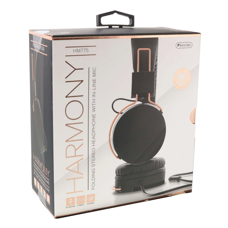 Harmony Black Stereo Folding Headphones with In-Line Mic