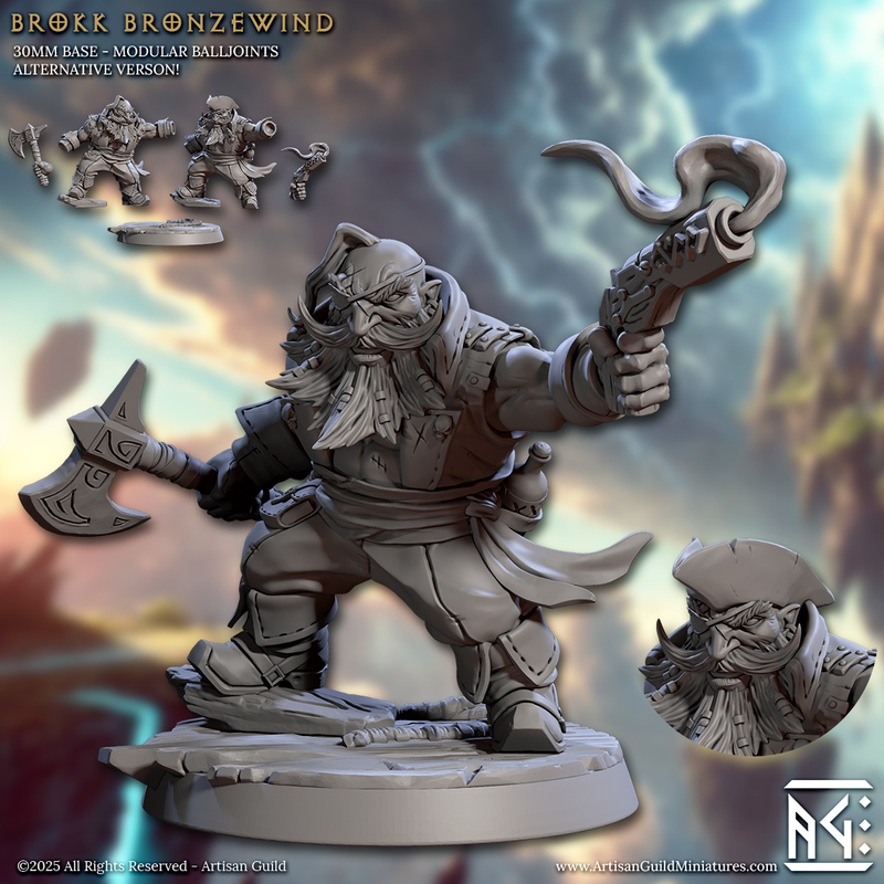 Brokk Bronzewind – Dwarf Gunslinger Miniature