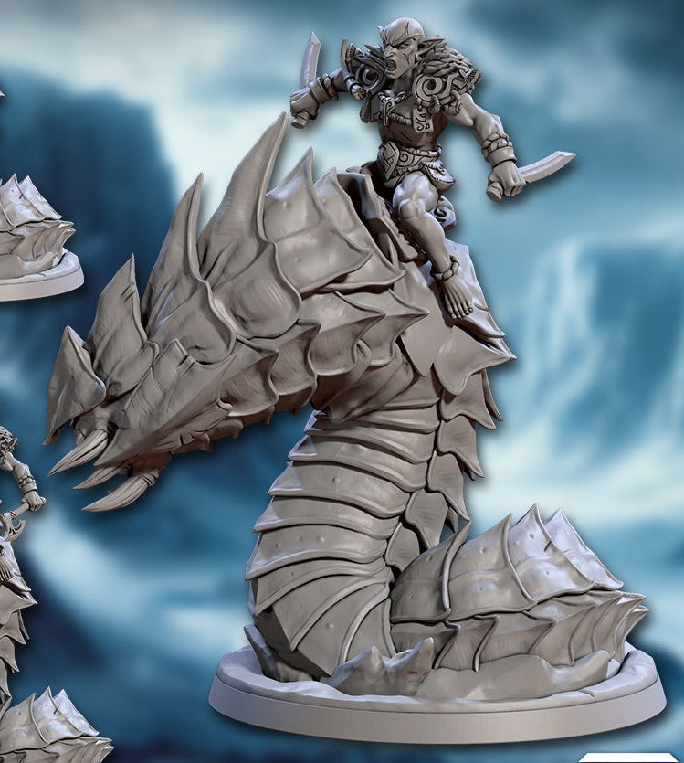 Frostworm Riders and Frostworm Miniatures