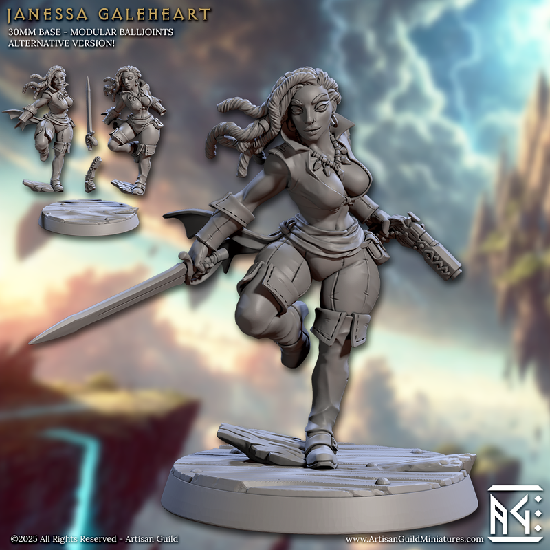 Janessa Galeheart – Female Pirate Gunslinger Miniature