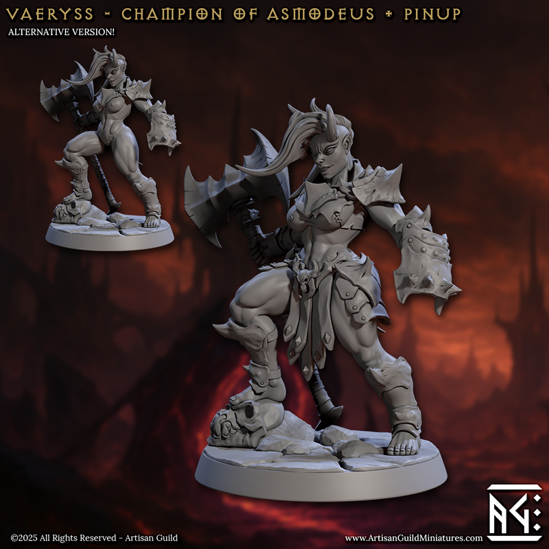Vaeryss, Champion of Asmodeus - Pin-Up Miniature (SFW/NSFW 18+ Only) – Demonic Female Warrior