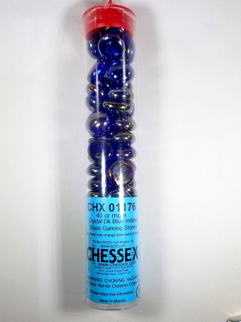 40+ Crystal Dk Blue Iridized Glass Gaming Stones Counters by Chessex
