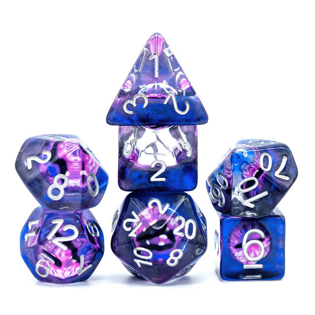 Purple Demon Eye Dragon Eye Dice 7-Dice Set Resin Dungeons and Dragons Dice
