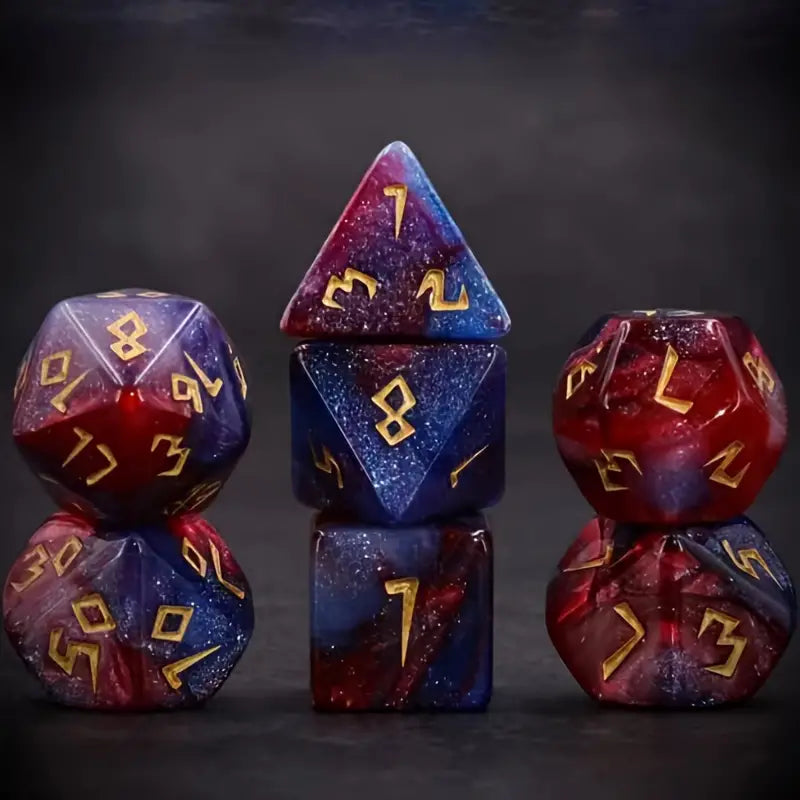 7pcs Tri Color Science Fiction Dices, DND Polyhedral Dices