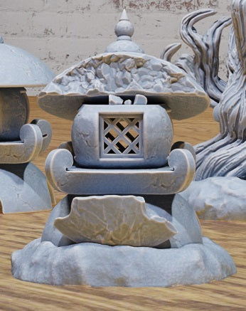Eastern Temple Scatter - Stone Lamps