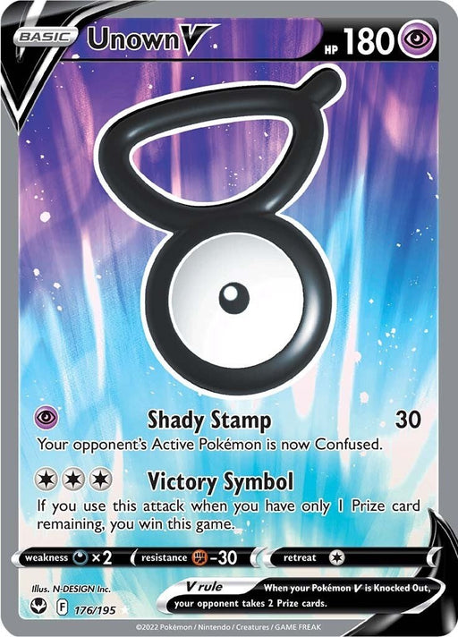 Unown V (Full Art) - SWSH12: Silver Tempest #176/195 Pokémon card