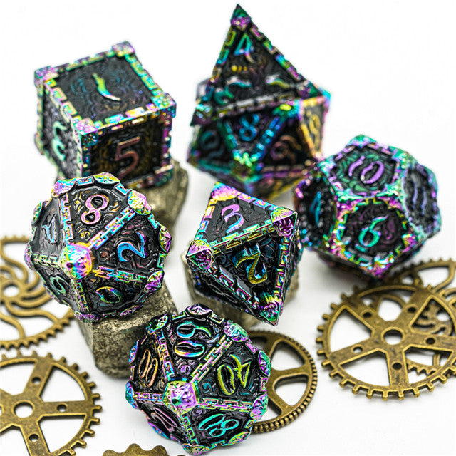 Black Rainbow Metal Dice（Dagger of Venom）7-Dice Udixi RPG