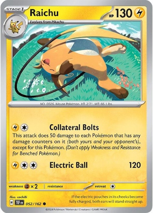 Raichu - SV05: Temporal Forces #052/162 Pokémon card