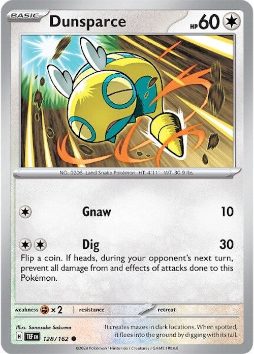 Dunsparce - SV05: Temporal Forces #128/162 Pokémon card