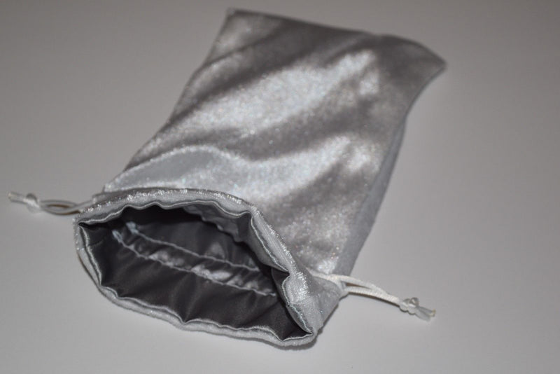 Large White Velvet Gift Bag Game Dice Bag w/ Grey Velvet Lining Counter Pouch