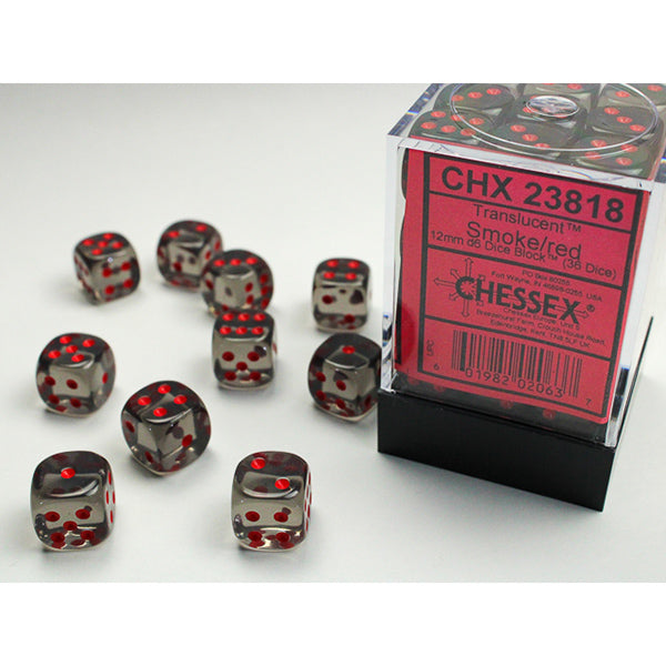 12mm 36d6 Translucent: Smoke/Red