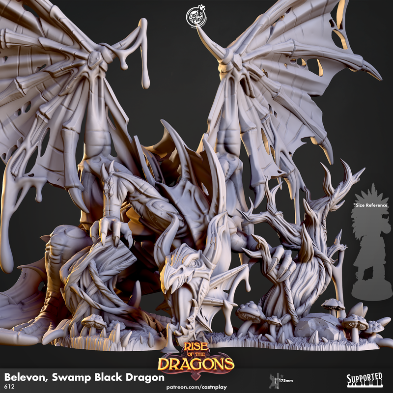 Belevon, Swamp Black Dragon Miniature