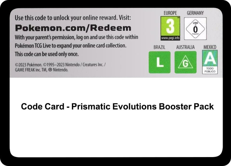 Code Card - Prismatic Evolutions Booster Pack