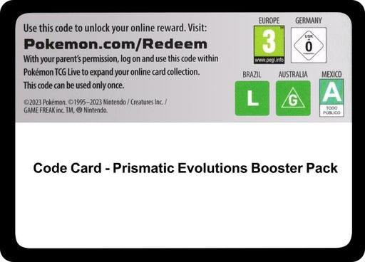 Code Card - Prismatic Evolutions Booster Pack