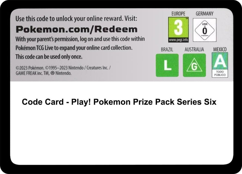 Code Card - Play! Pokemon Prize Pack Series Six