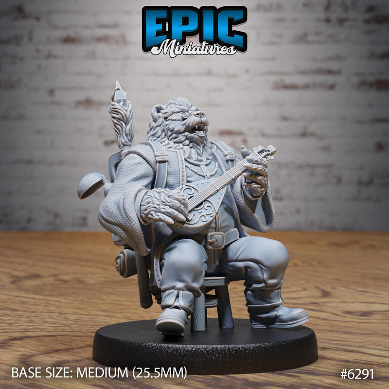 Bear Bard – Anthropomorphic Bard – Resin Tabletop Miniature