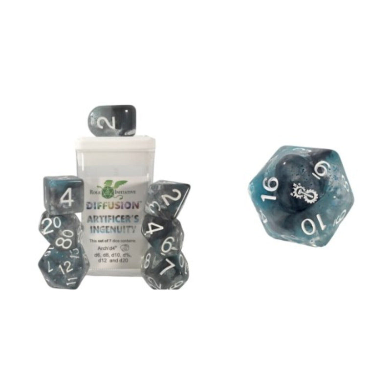 R4I Dice Diffusion Poly Set - Artificer's Ingenuity w/Creature Symbols (7) New