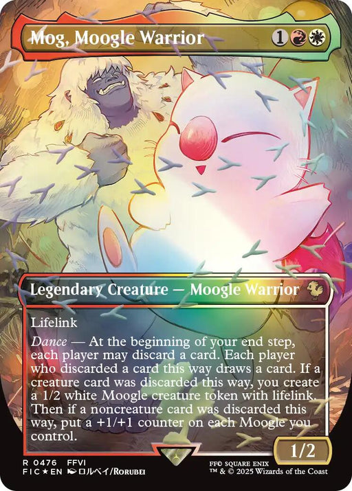 Mog, Moogle Warrior (Borderless) (Chocobo Track Foil) - Commander: FINAL FANTASY #476 Magic: The Gathering card