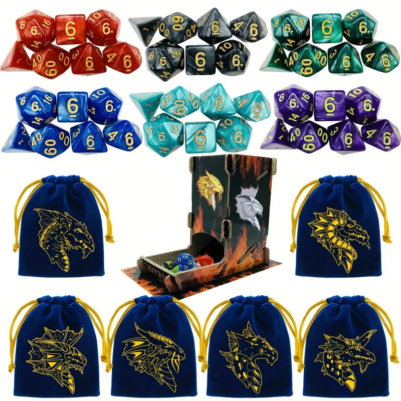 Polyhedral Table Game Dices With Free Drawstring Bag