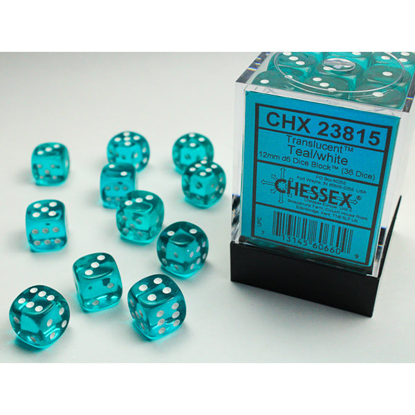 12mm 36d6 Translucent: Teal/White