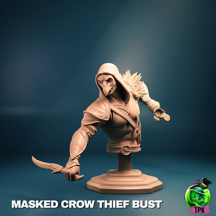Crow Thief - Male Elf Rogue - Masked & Unmasked - Miniature & Bust Versions