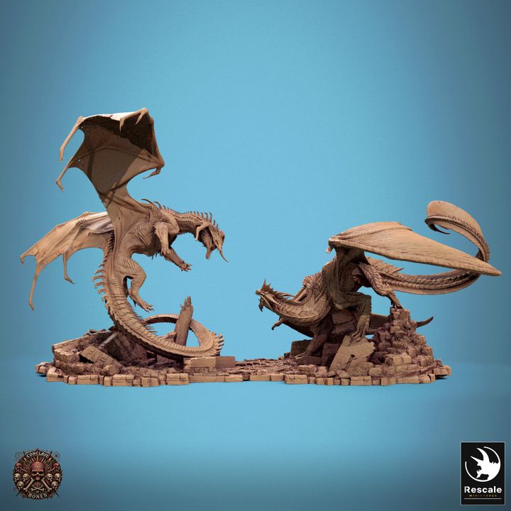 Chromatic Black Dragon VS Metallic Silver Dragon