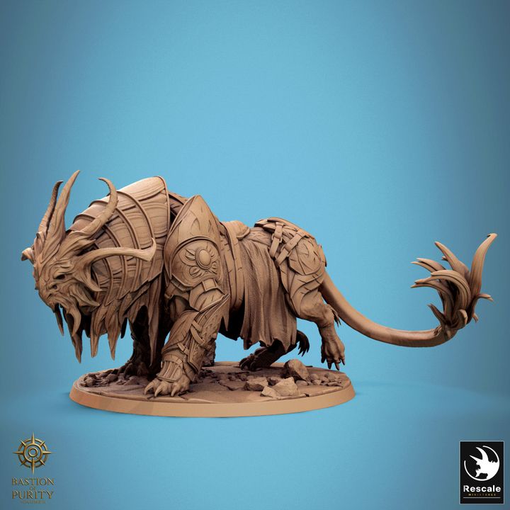 Solarion, the Radiant Warbeast – Armored Beast Mount Miniature