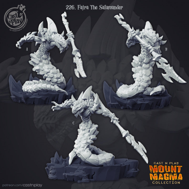 Fajra the Salamander – Elemental Beast Miniature