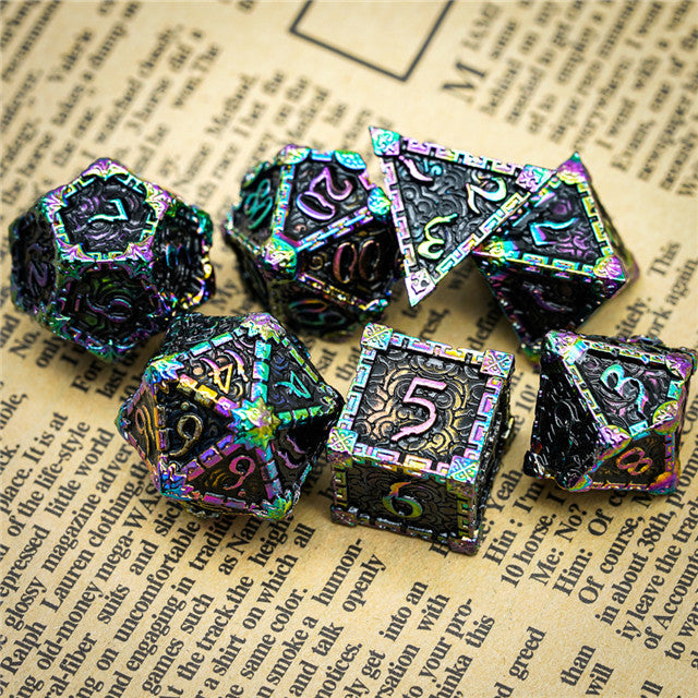 Black Rainbow Metal Dice（Dagger of Venom）7-Dice Udixi RPG