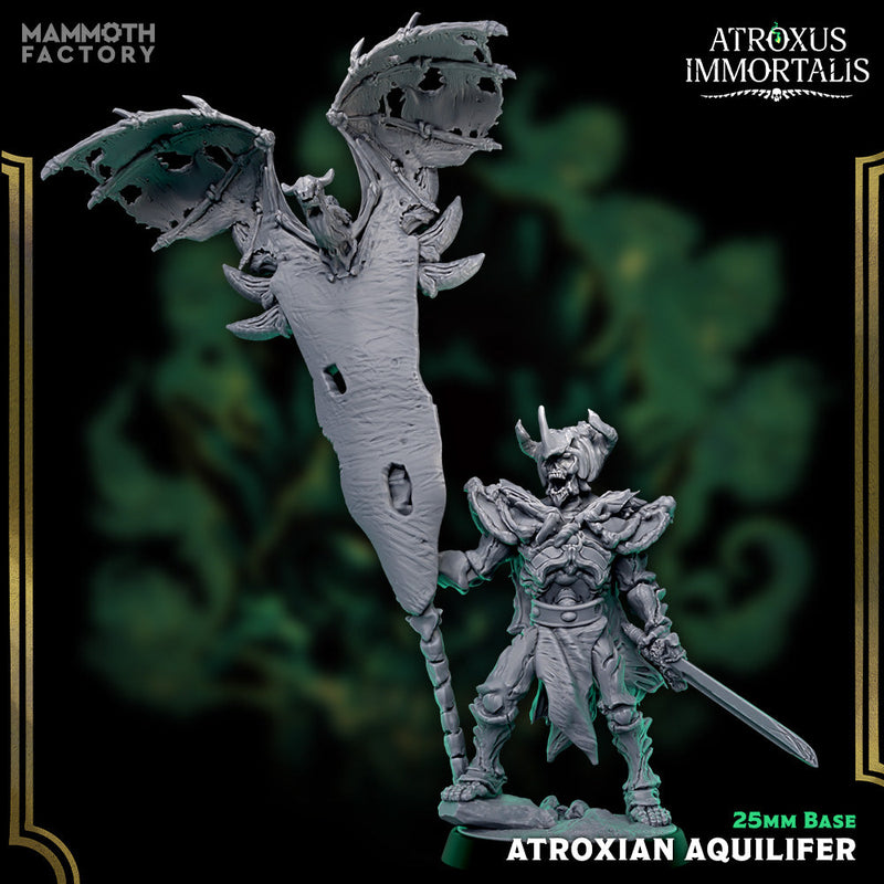 Atroxian Aquilifer – Undead Draugr Skeletal Soldier Miniatures