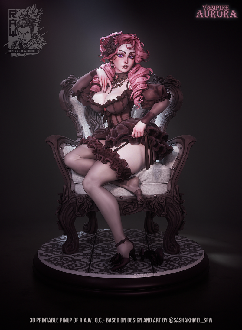 Vampire Aurora – Gothic Vampire Pinup (SFW/NSFW 18+) - 75mm & 120mm scale