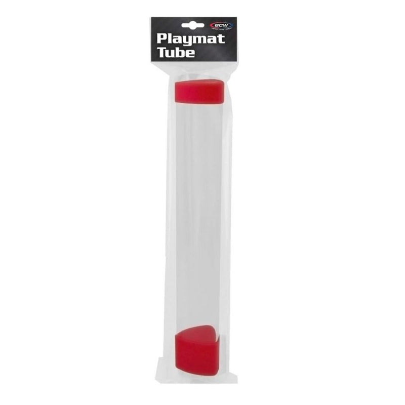 BCW: CLEAR PLAYMAT TUBE WITH DICE CAP - RED