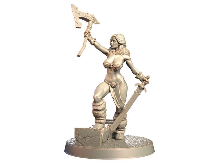Brakka - Female Human Barbarian Miniature - Blade & Fury