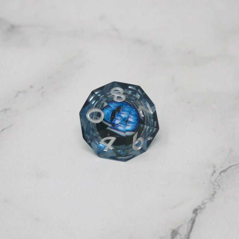 Blue Slaadi's Eye - 7 Piece Moving Eye DnD Dice Set | Acrylic RPG Gaming Dice