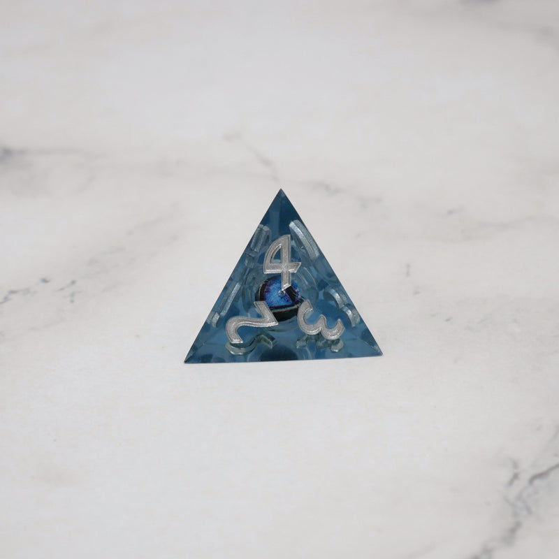 Blue Slaadi's Eye - 7 Piece Moving Eye DnD Dice Set | Acrylic RPG Gaming Dice