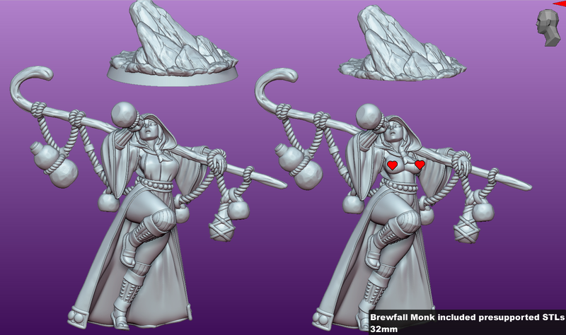Brewfall - Drunken Warrior Monk - Human Monk Female Miniature (SFW/NSFW 18+ Only)