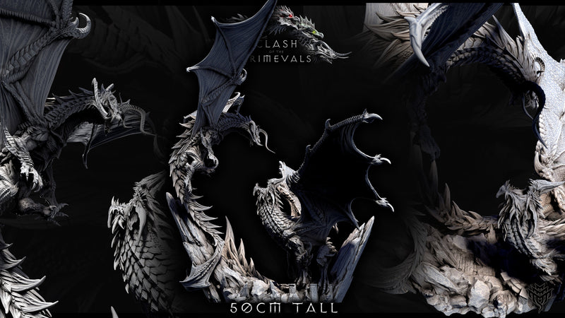 Elder Black Dragon Vs Elder Blue Dragon Battle Diorama - Clash of the Primevals