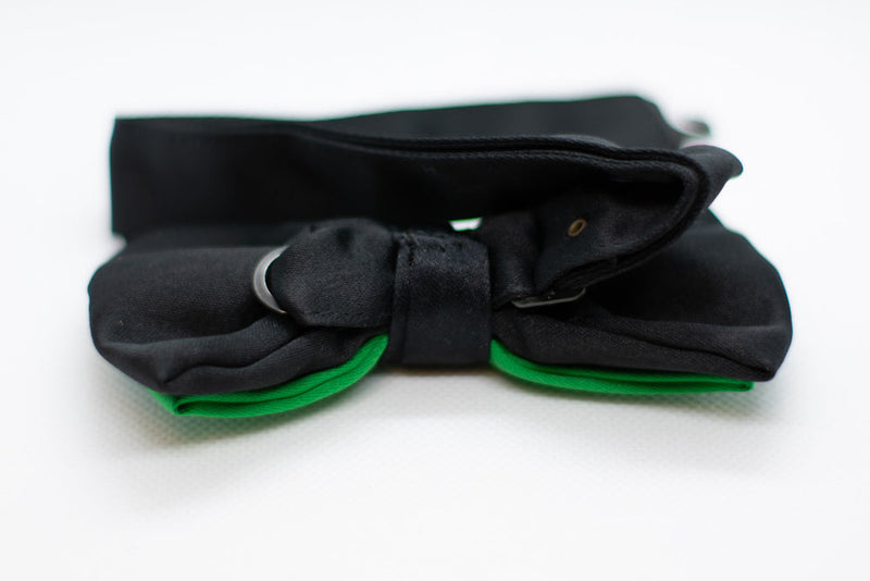 Black w/green Bowtie Adjustable Formal Wedding Party Necktie Bow Tie Tuxedo