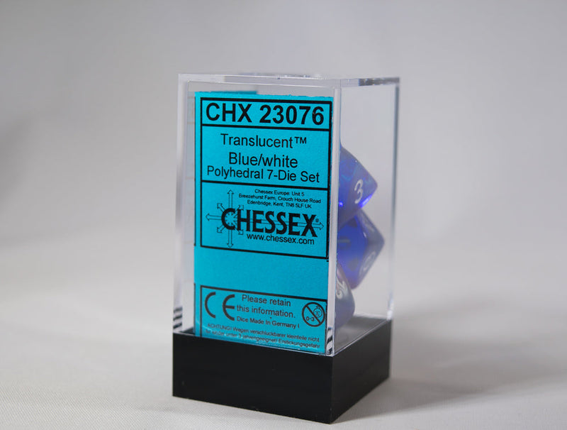 Translucent 7-Die Chessex Sets Made in Germany -Red, Blue, Green, Teal, Purple-