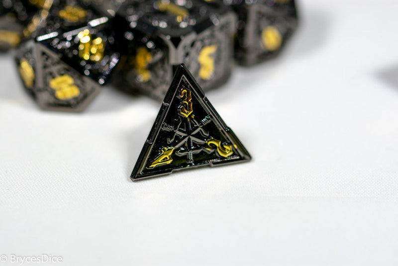 Black w/Gold Numbering Sword Strengthened Metal 7-Dice Set