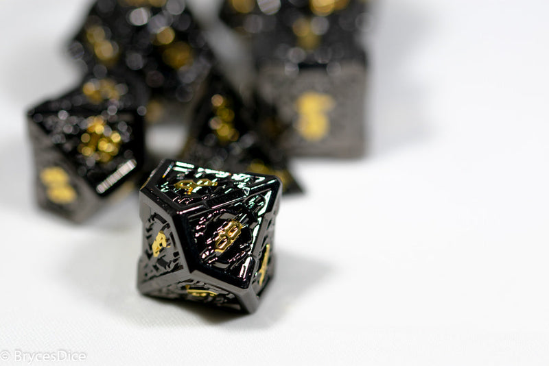 Black w/Gold Numbering Sword Strengthened Metal 7-Dice Set