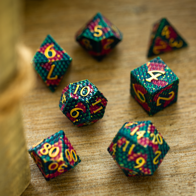 Dragon Scales Purple/Blue Metal DND Dice Set