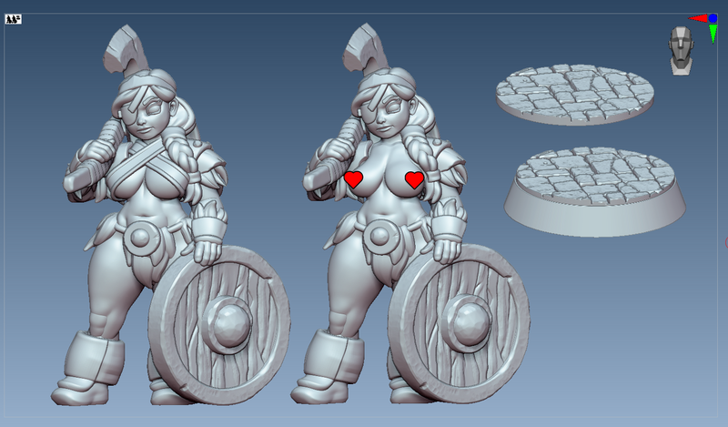 Brunna Female Dwarf Barbarian Miniature - Pin-Up (SFW/NSFW 18+)
