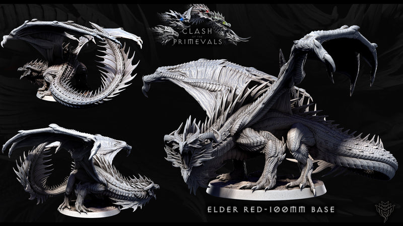 Elder Red Dragon Miniature - Clash of the Primevals