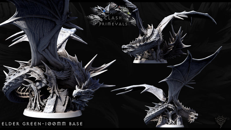 Elder Green Dragon Miniature - Clash of the Primevals