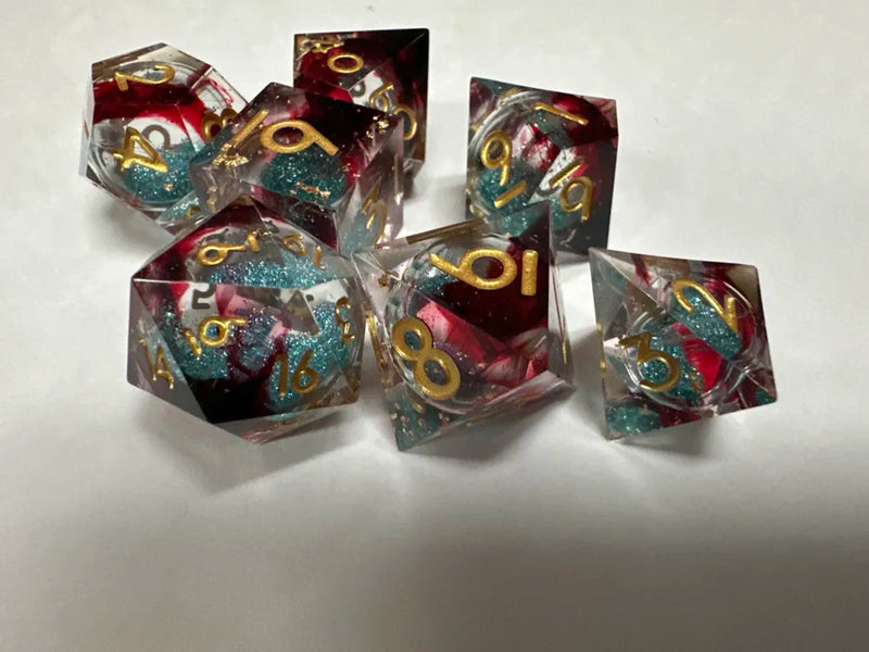 Elemental Conflux Glitter Core Resin 7 Dice Set
