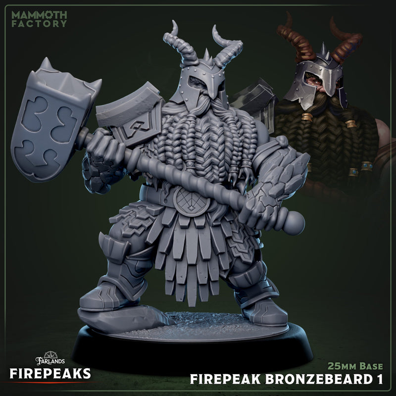 Firepeak Bronzebeards - Fire Dwarf Warriors - Miniatures