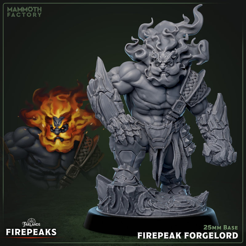 Firepeak Forgelord - Fire Dwarf Smith - Miniature