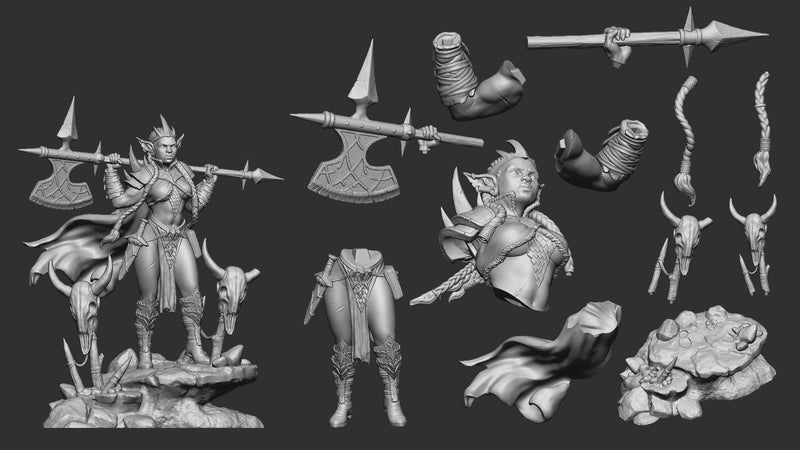 Goblin Queen – Goblin Female Warrior Miniature & Bust